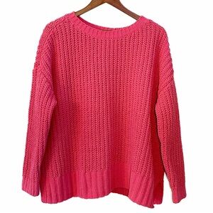 American Eagle Barbie Pink Chunky Chenille Oversized Sweater Size XS